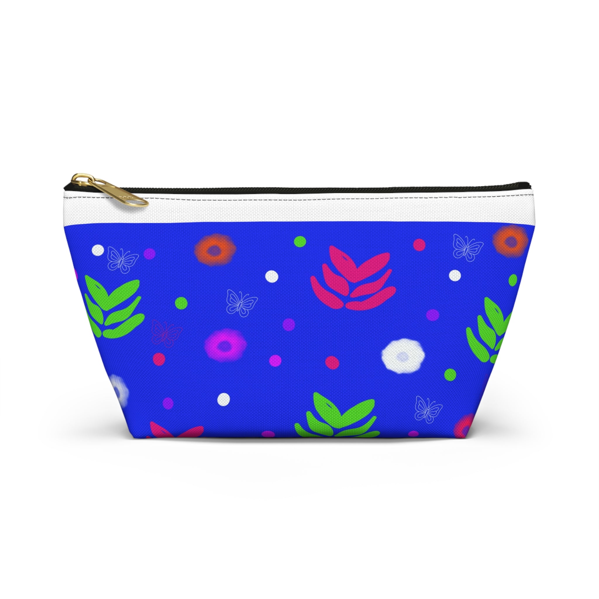 Blue Floral Accessory Pouch — Bright Botanical Makeup Bag
