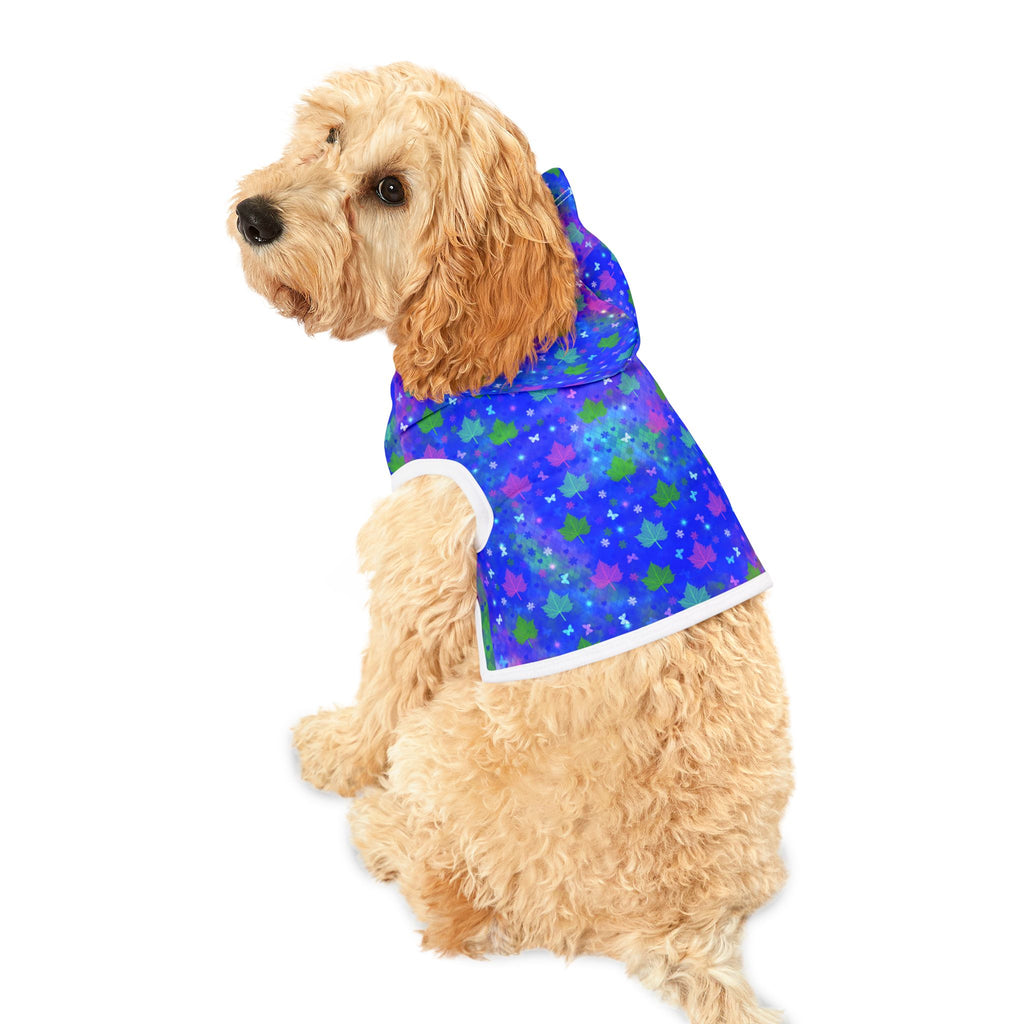 Starry Pawprint Pet Hoodie — Blue Galaxy Pattern Dog & Cat Sweatshirt