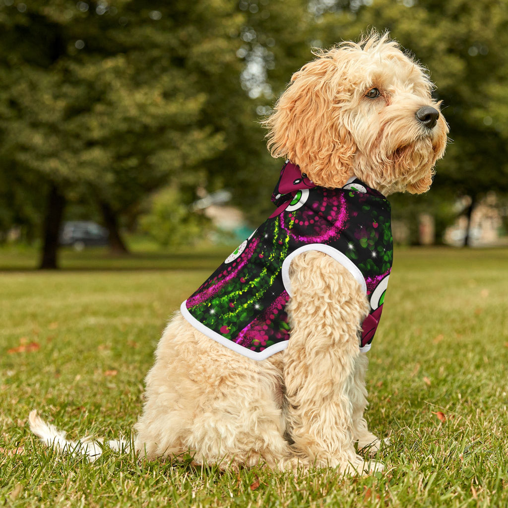 Pet Hoodie — Neon Pink Teddy Bear Patterned Dog & Cat Hoodie