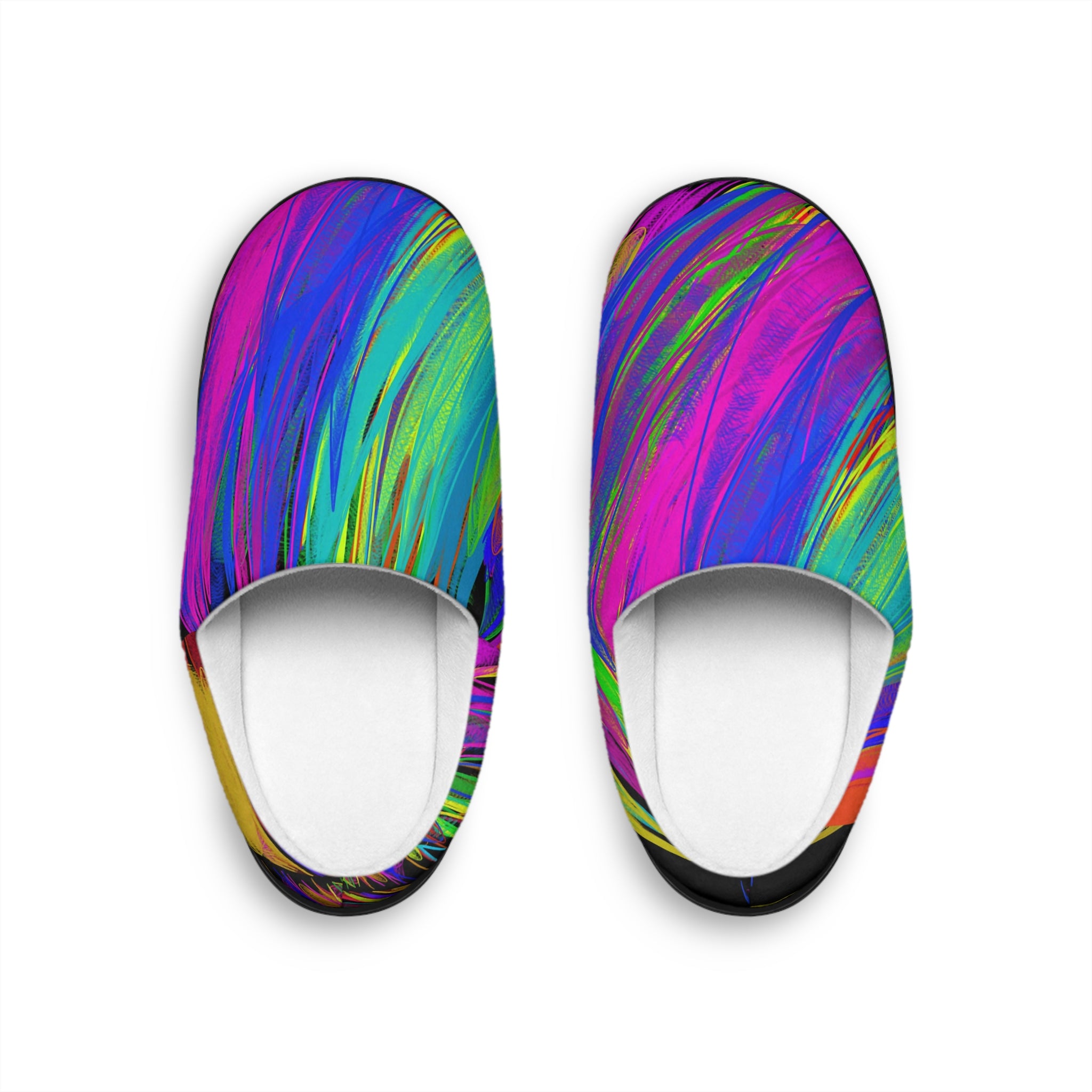 Colorwave Indoor Slippers — Bright Abstract Swirl House Shoes for Women