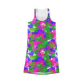 Floral Tie-Dye Racerback Dress — Bright Pink, Green & Purple All-Over Print