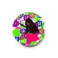 Colorful Folk Art Acrylic Wall Clock — Woman & Cat Illustration