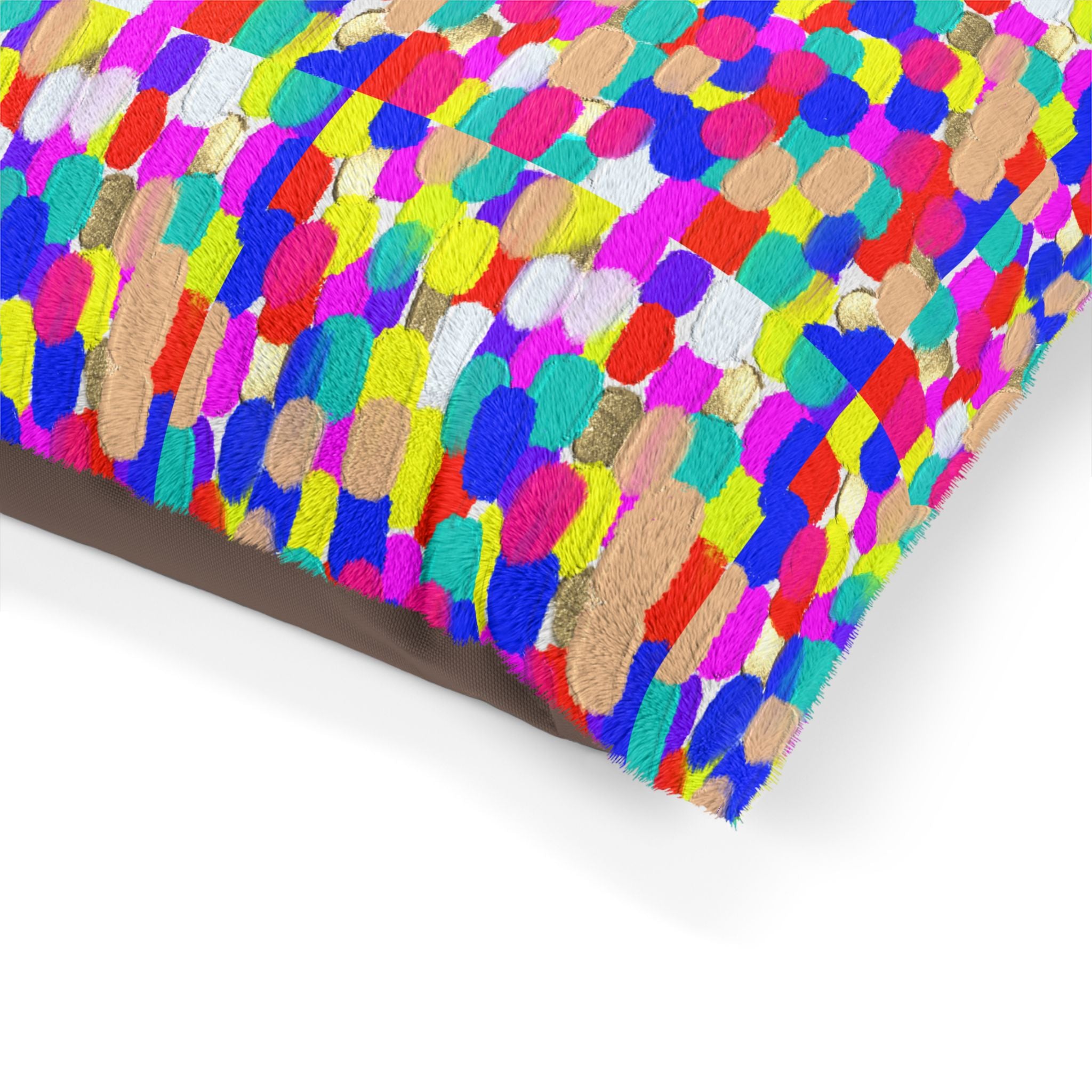 Colorful Confetti Pet Bed — Plush Dog & Cat Cushion