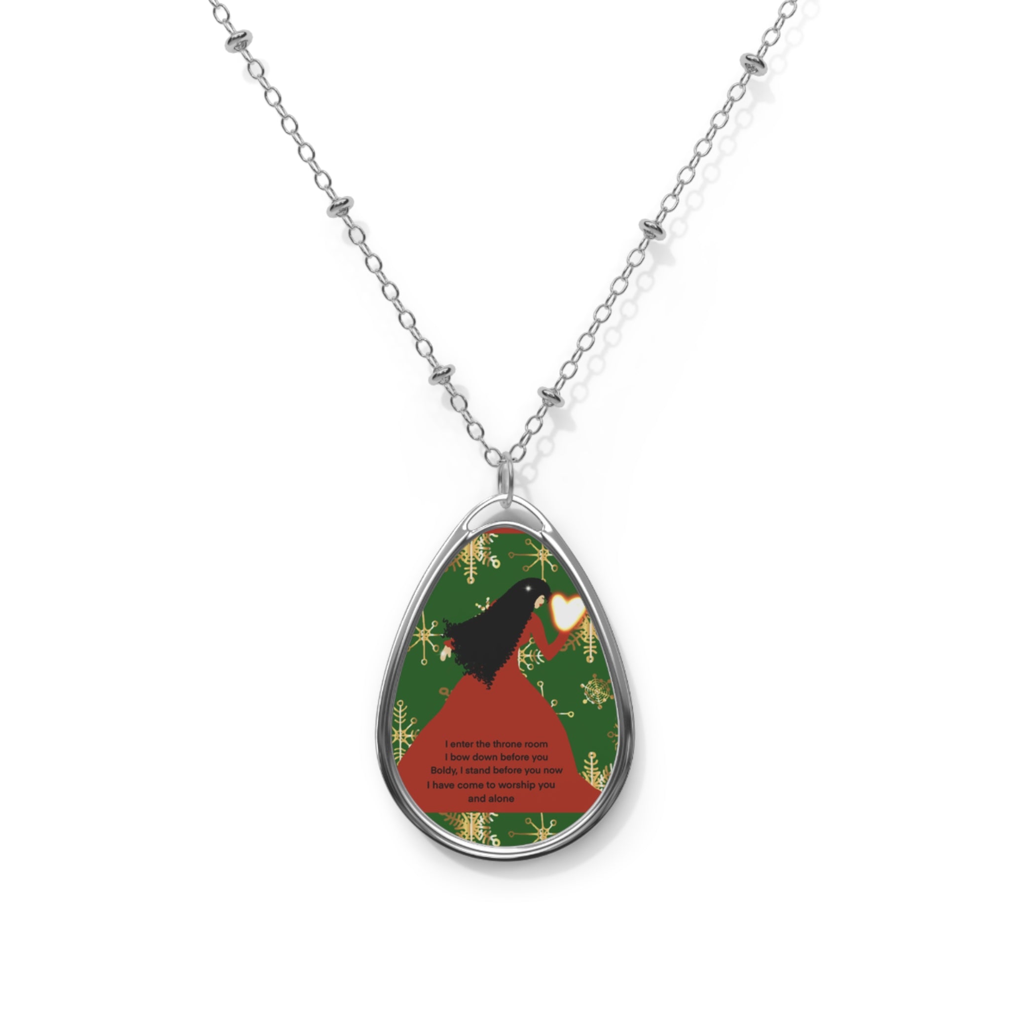 Oval Pendant Necklace — Festive Toucan Holiday Jewelry
