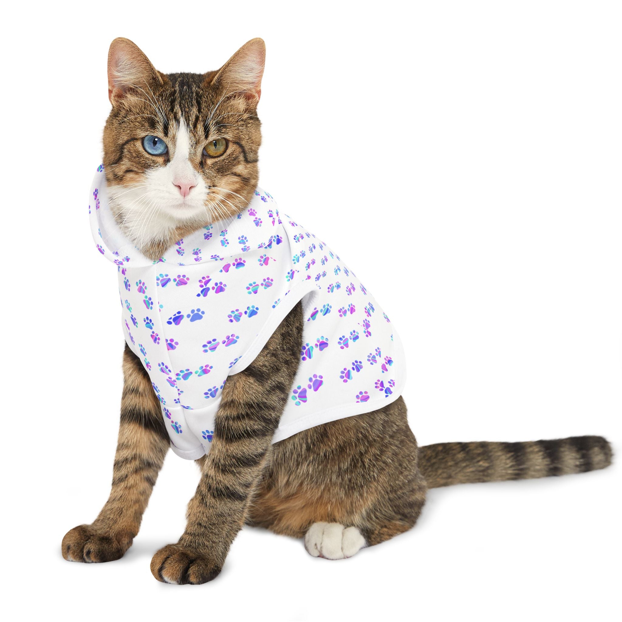 Pastel Paw Print Pet Hoodie — Cute Floral Paw Pattern Dog & Cat Hoodie