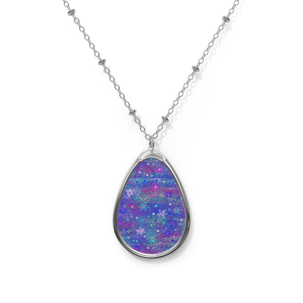 Galaxy Teardrop Oval Necklace