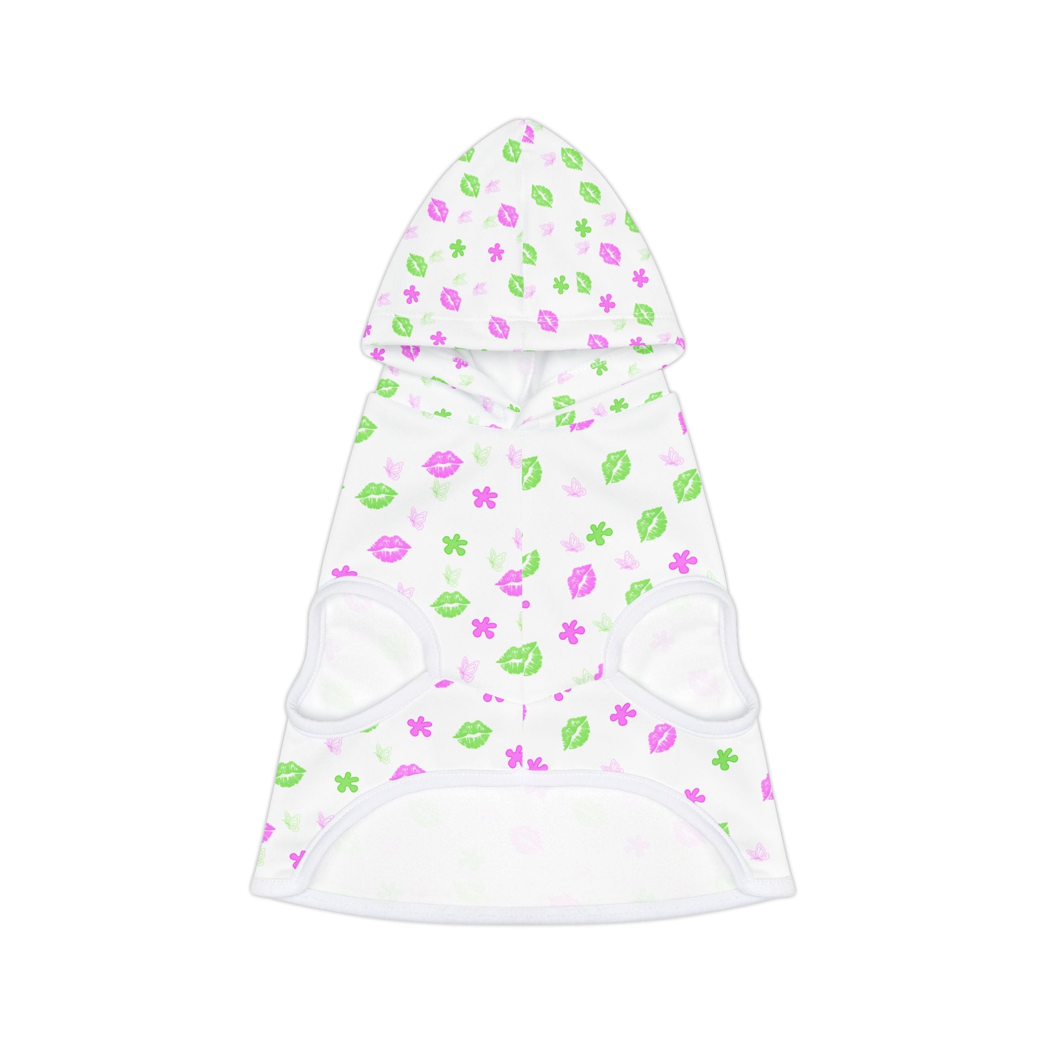 Floral Kiss Pet Hoodie — Pink & Green Flower Print Dog Hoodie