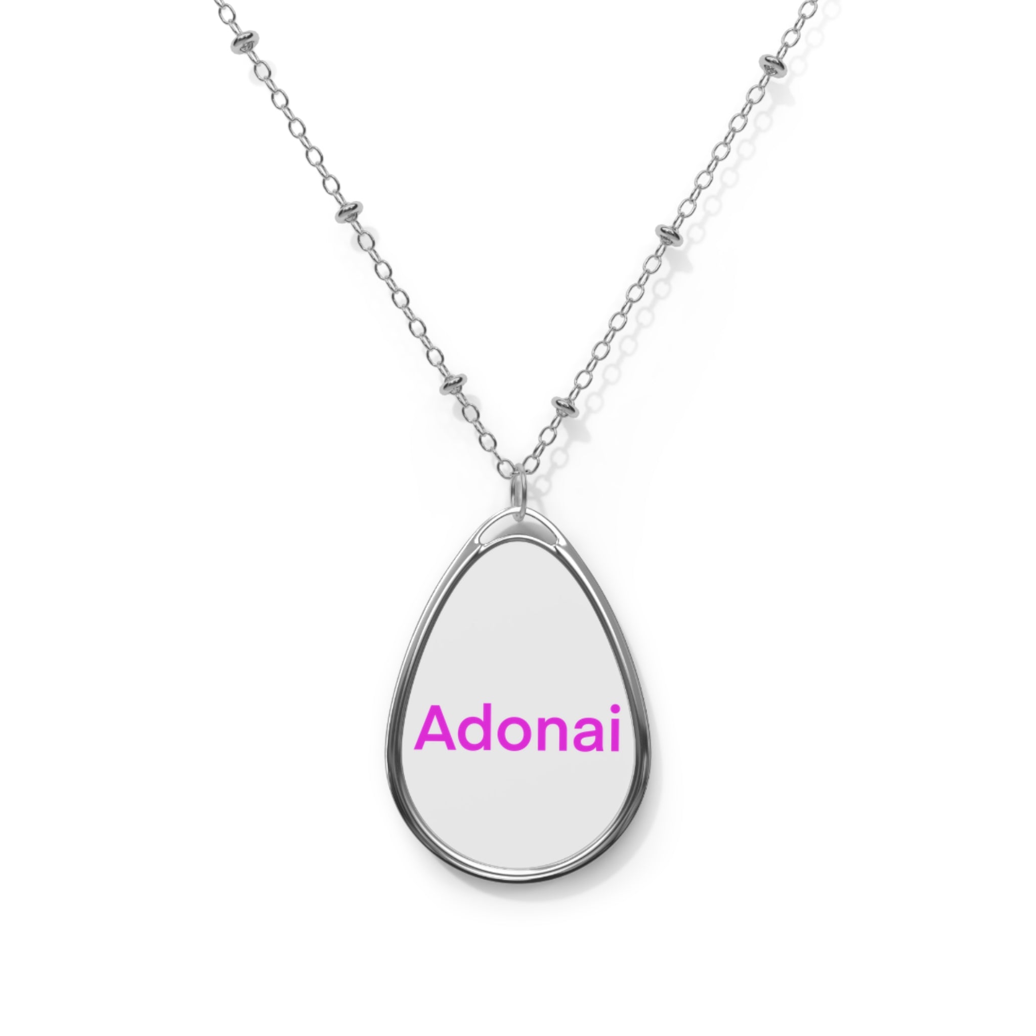 Adonai Oval Pendant Necklace — Religious Teardrop Name Necklace