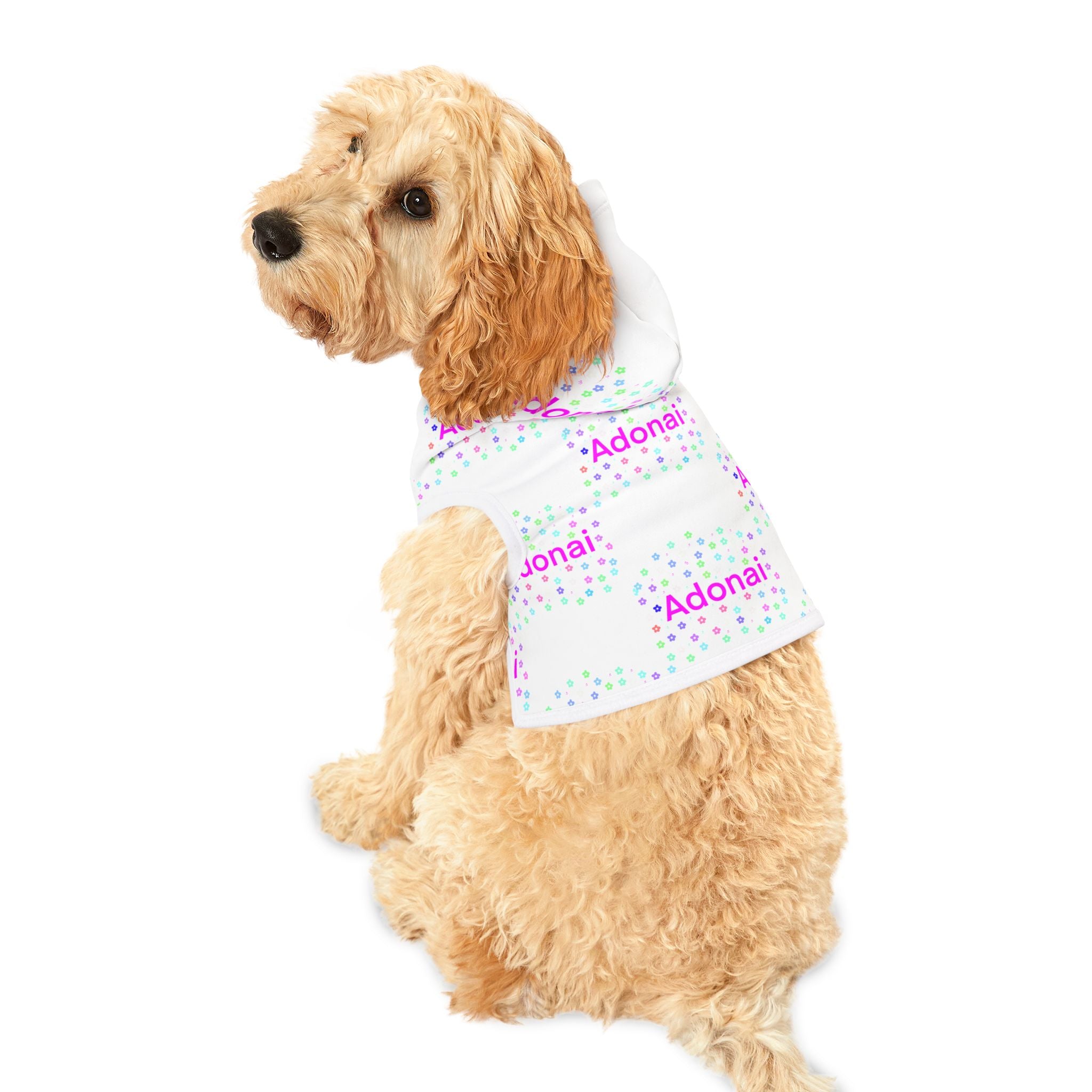 Pet Hoodie — Personalized "Adonai" Confetti Hooded Pet Shirt