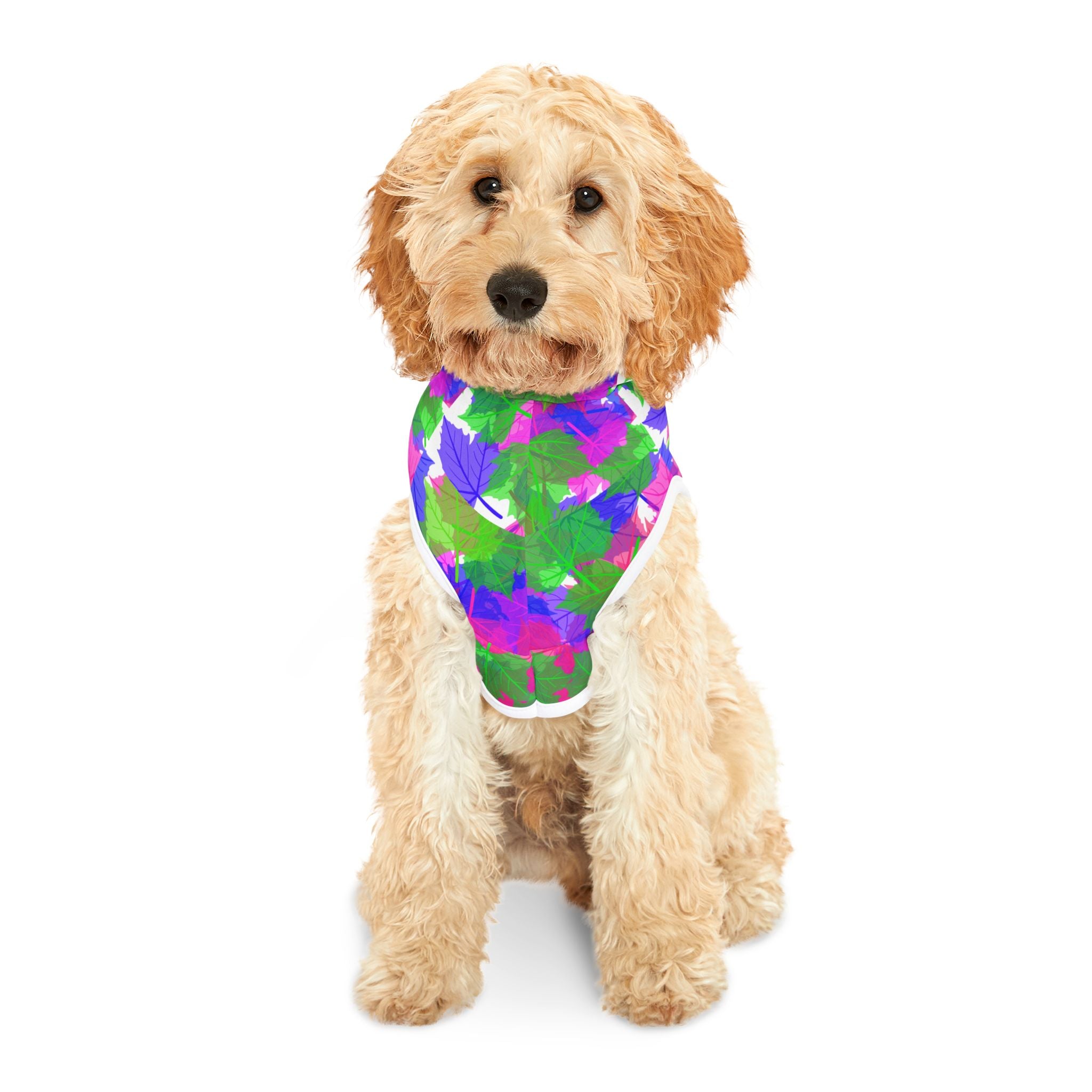 Colorful Floral Pet Hoodie — Bright Pink, Green & Purple Dog Hoodie