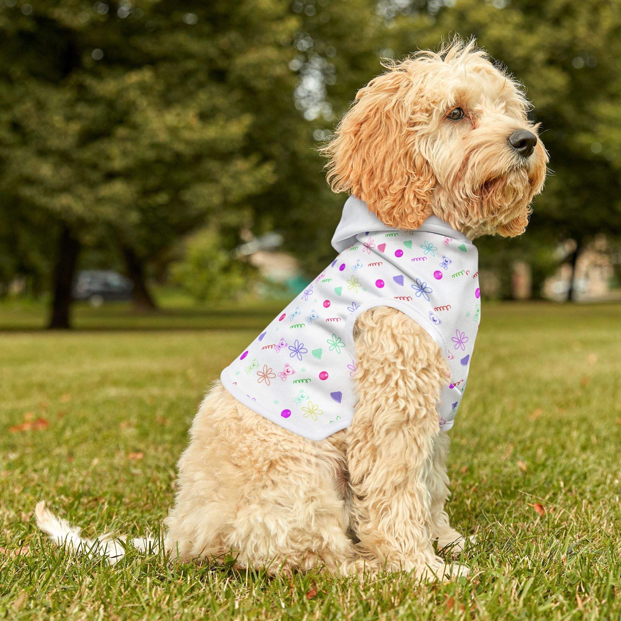 Pastel Candy Pattern Pet Hoodie — Cute Floral & Sweets Dog Hoodie
