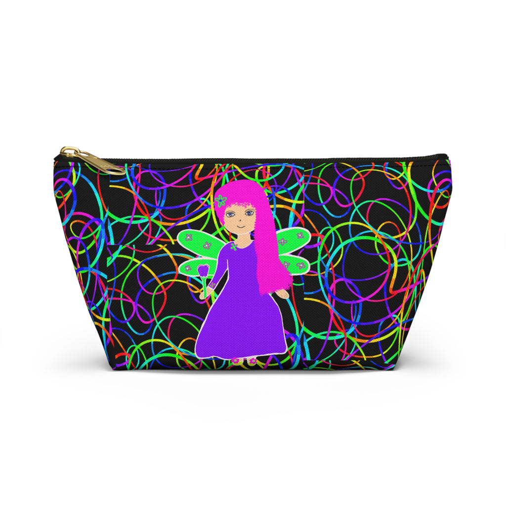 Fairy Neon Accessory Pouch — Colorful Circle Pattern T-Bottom Makeup Bag