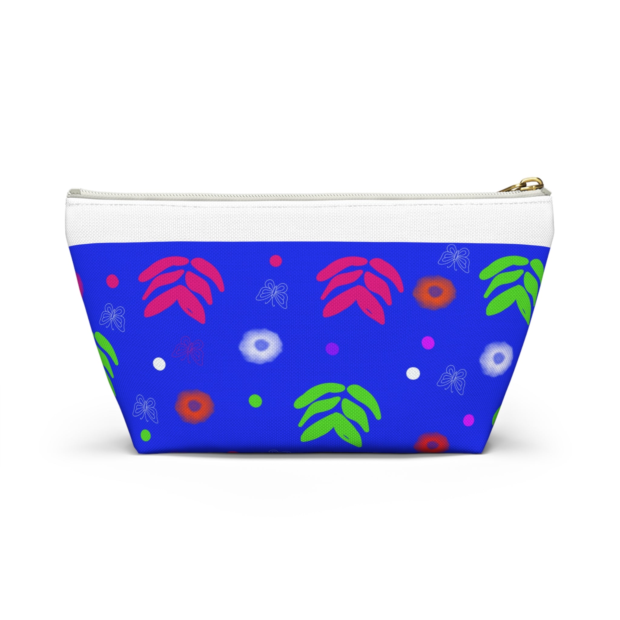 Blue Floral Accessory Pouch — Bright Botanical Makeup Bag