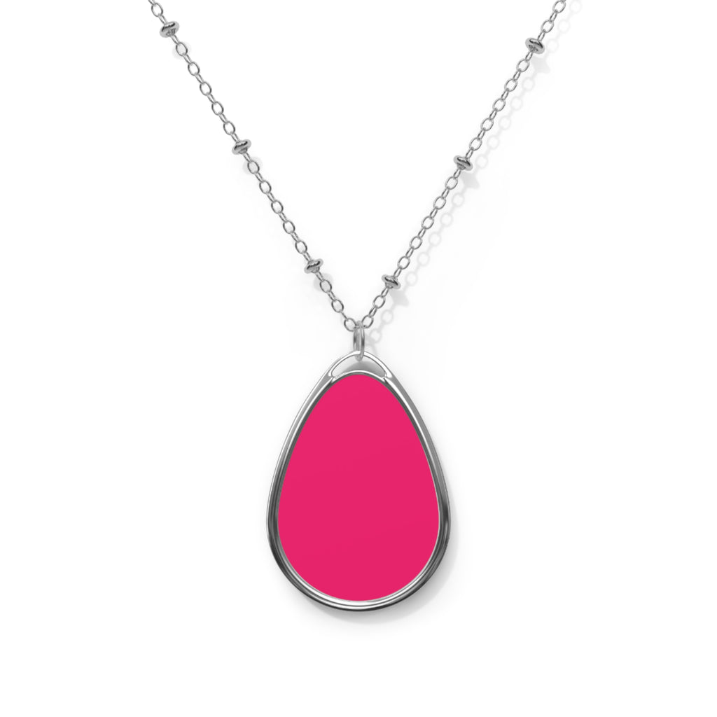Pink Oval Pendant Necklace – Silver Teardrop Locket Jewelry