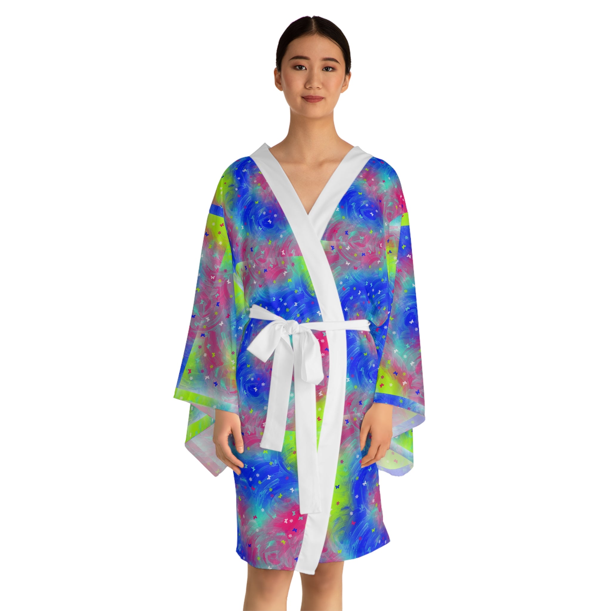 Colorful Galaxy Kimono Robe — Tie-Dye Nebula Long Sleeve