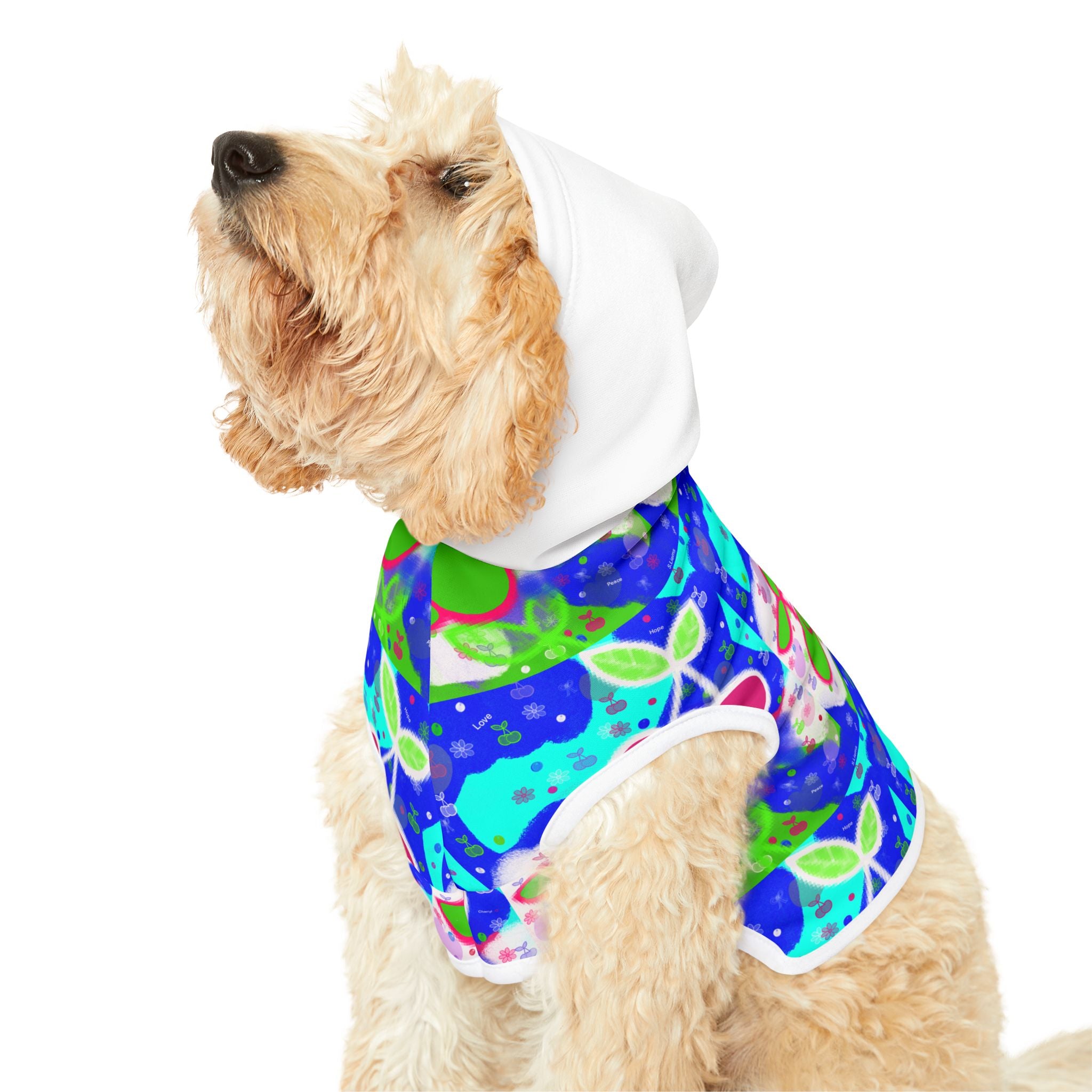 Cherry Pop Pet Hoodie — Colorful Retro Fruit Print Dog & Cat Hoodie