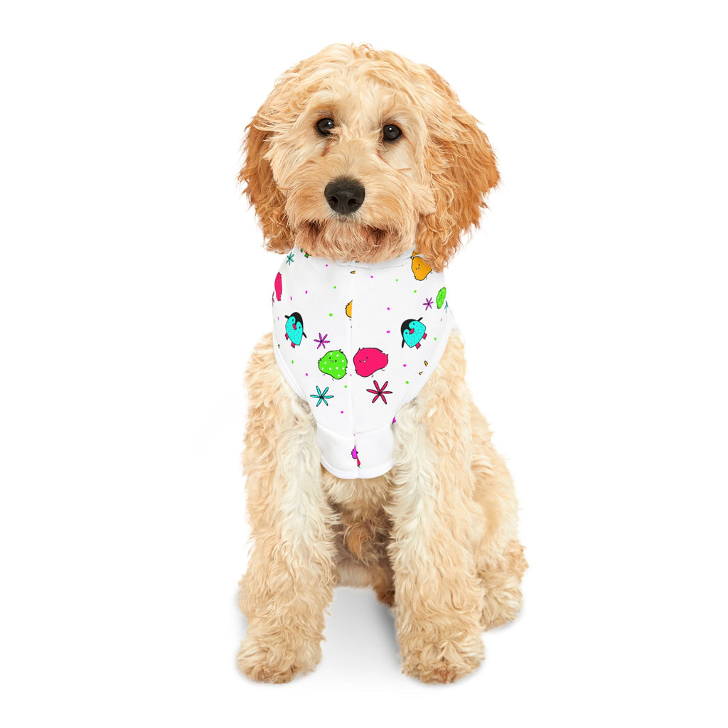Pet Hoodie - Colorful Cartoon Birds Pattern Small Dog & Cat Hoodie
