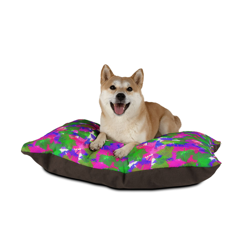 Colorful Floral Leaf Pet Bed — Plush Dog & Cat Cushion