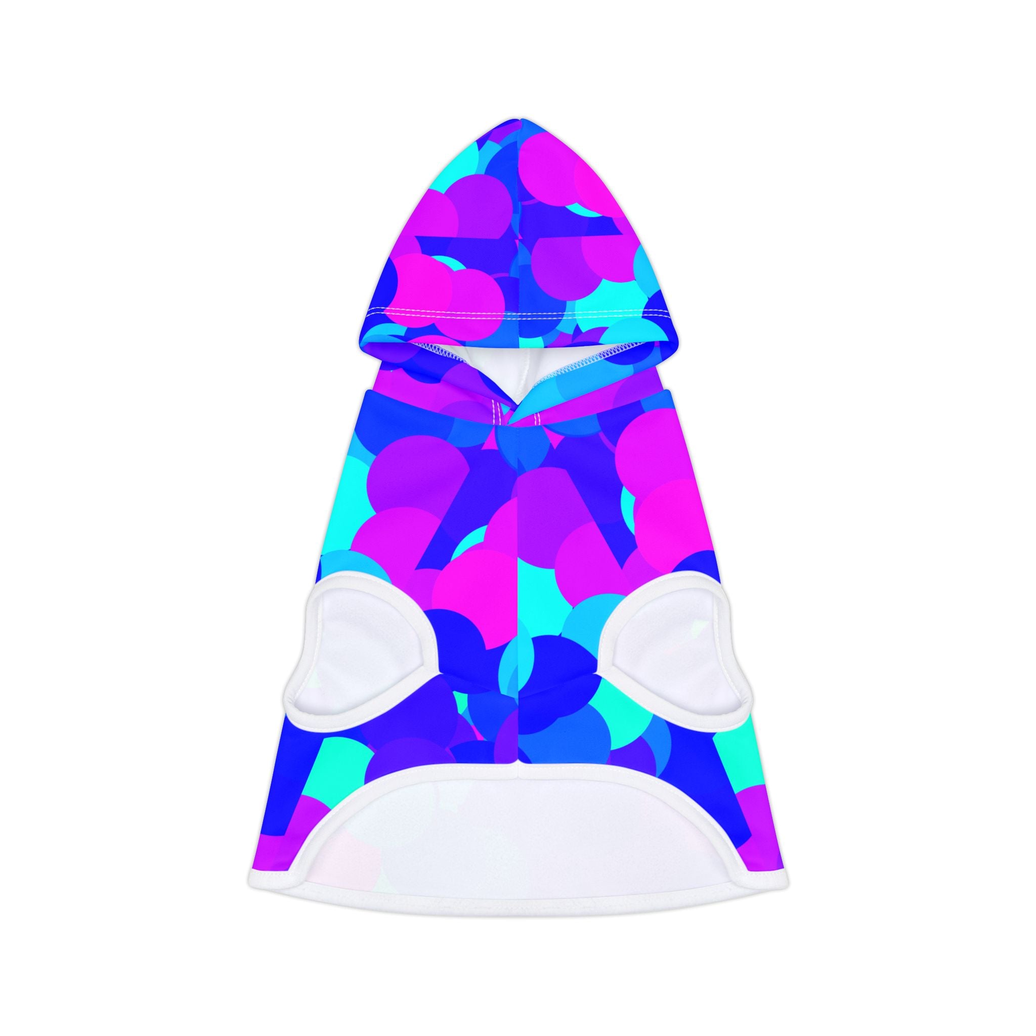 Pet Hoodie - Vibrant Blue & Purple Bubble Print Hooded Dog Sweatshirt