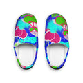 Cherry Bloom Indoor Slippers — Bright Blue Floral Women's House Slippers