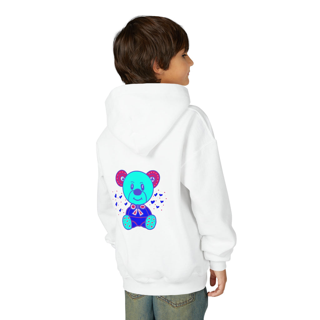 Kids Teddy Bear Hoodie – Cute Blue/Purple Bear Graphic Sweatshirt for Toddlers & Kids