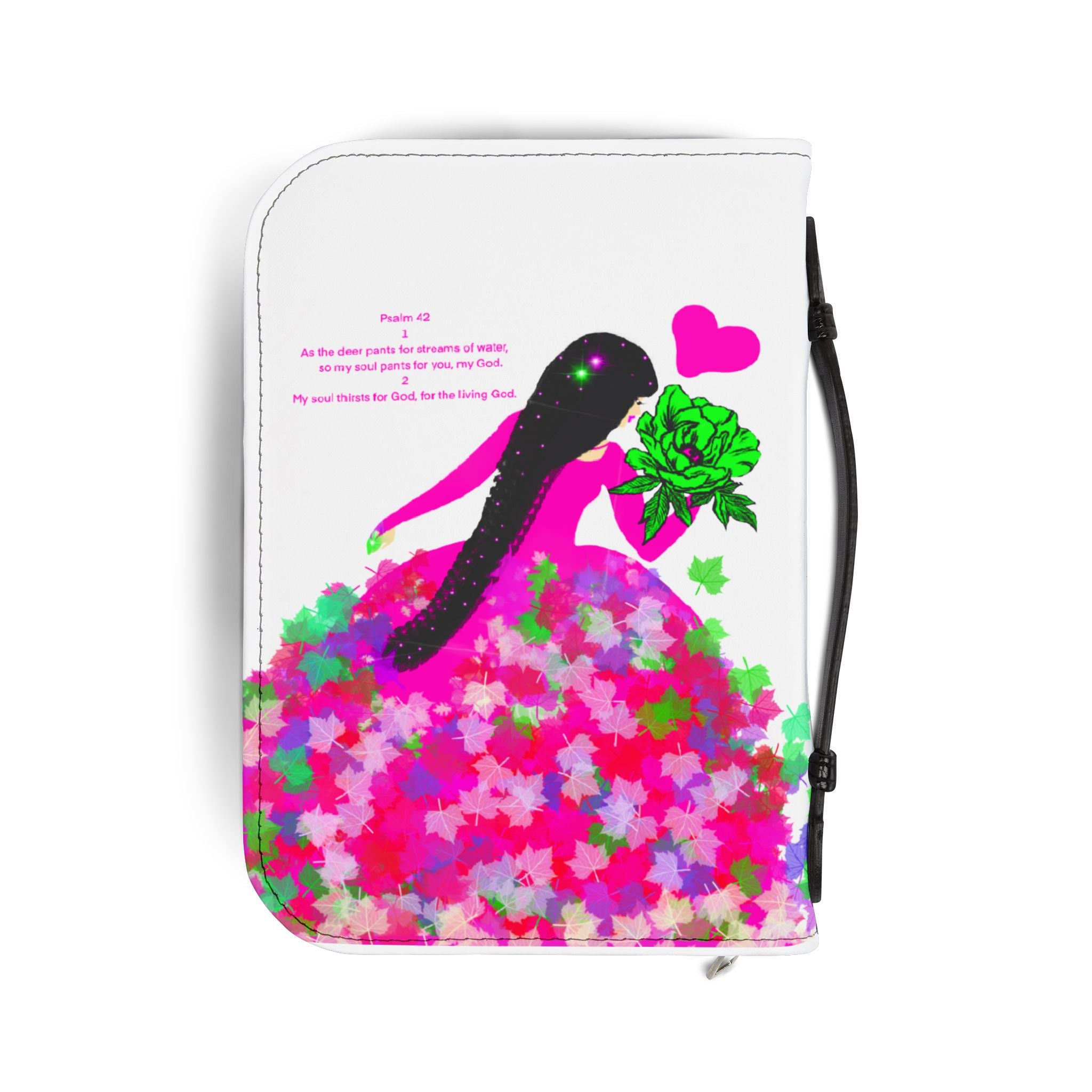 Bible Cover — Floral Princess Bible Cover with Psalm Verse (Pink & Green)