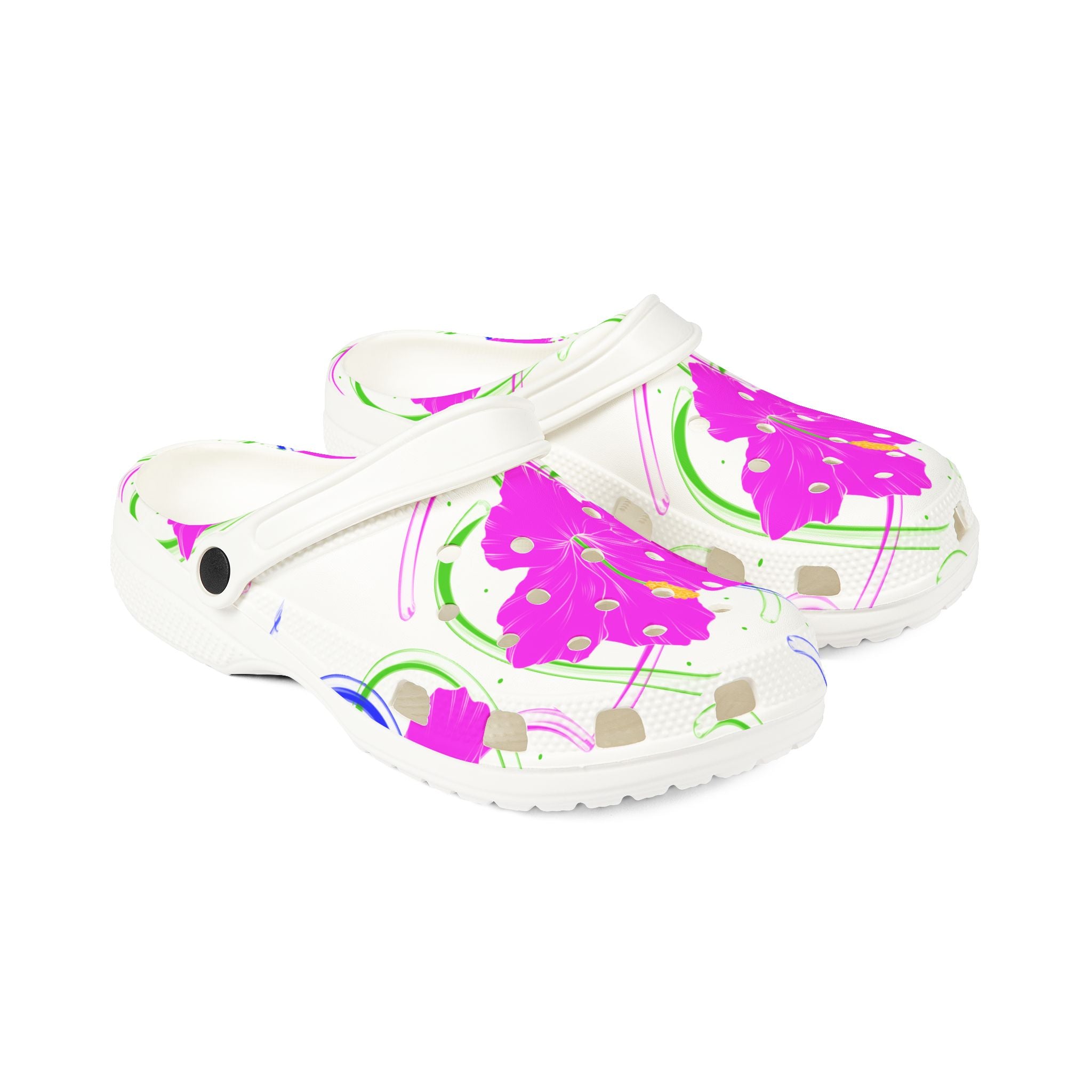 Floral EVA Foam Clogs — Pink Blossom All-Over Print Shoes
