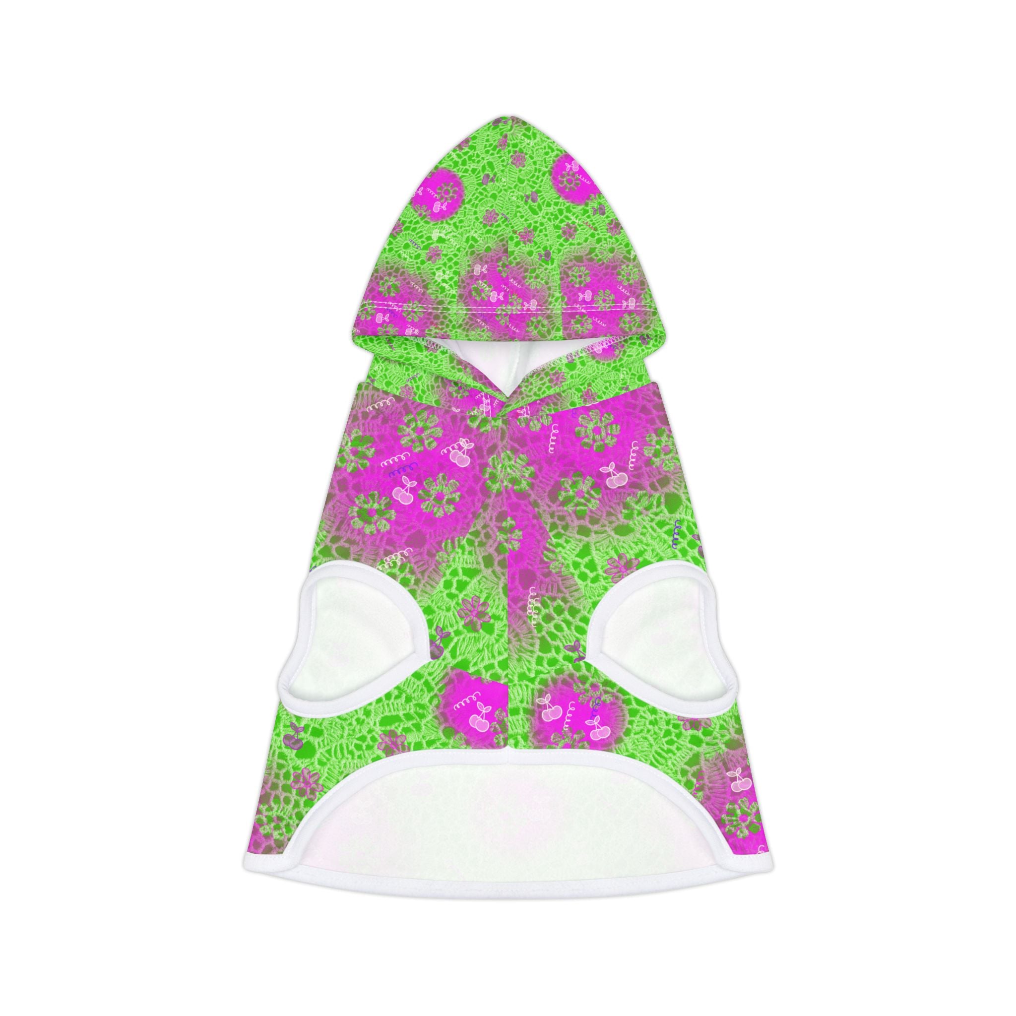 Pet Hoodie — Floral Green & Pink Heart Design with Psalm 23:6 Quote