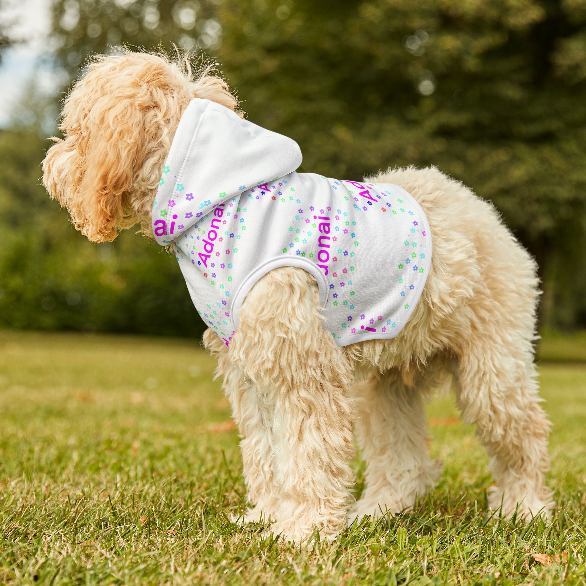 Pet Hoodie — Personalized "Adonai" Confetti Hooded Pet Shirt