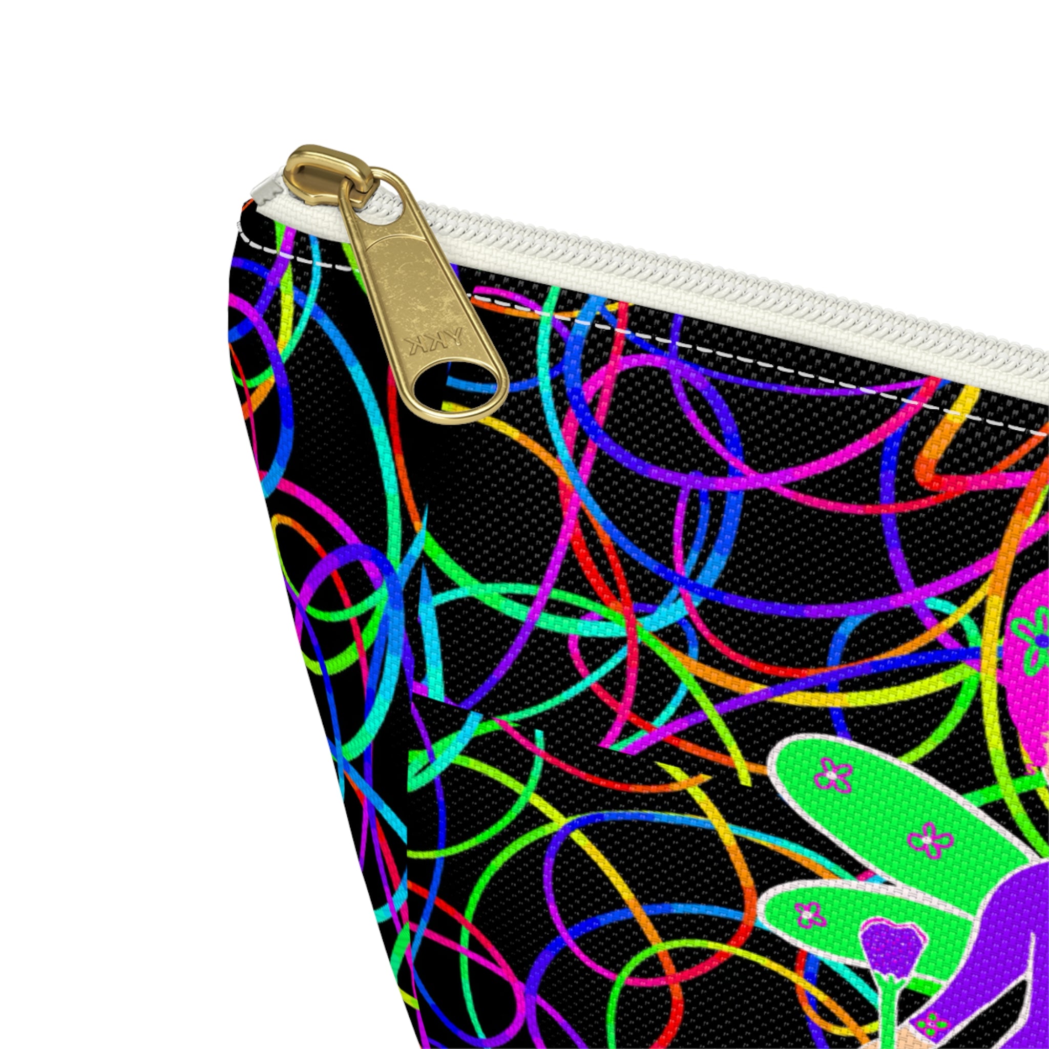 Fairy Neon Accessory Pouch — Colorful Circle Pattern T-Bottom Makeup Bag