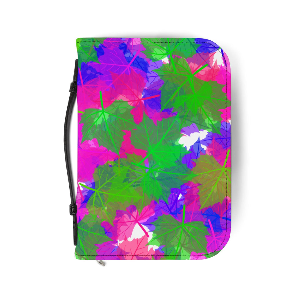 Floral Leaf Bible Cover — Vibrant Pink & Green Zippered Bible Case