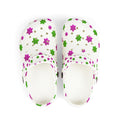 Kids Floral EVA Foam Clogs — White Pink & Green Flower Print