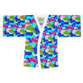 Cherry Pop Kimono Robe — Vibrant Blue All-Over Print Long Sleeve