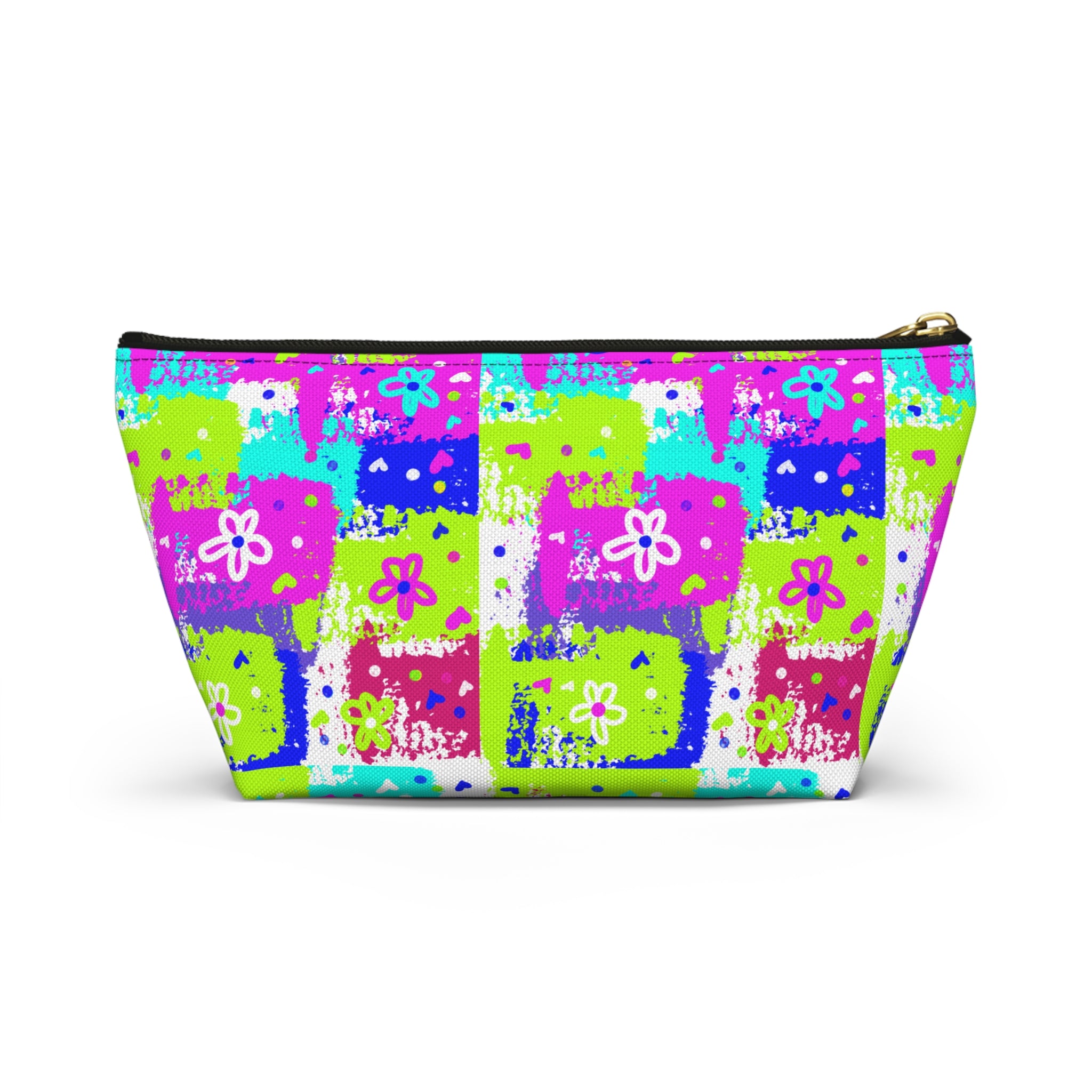 Floral Patchwork Accessory Pouch — Bright Zipper Makeup Bag