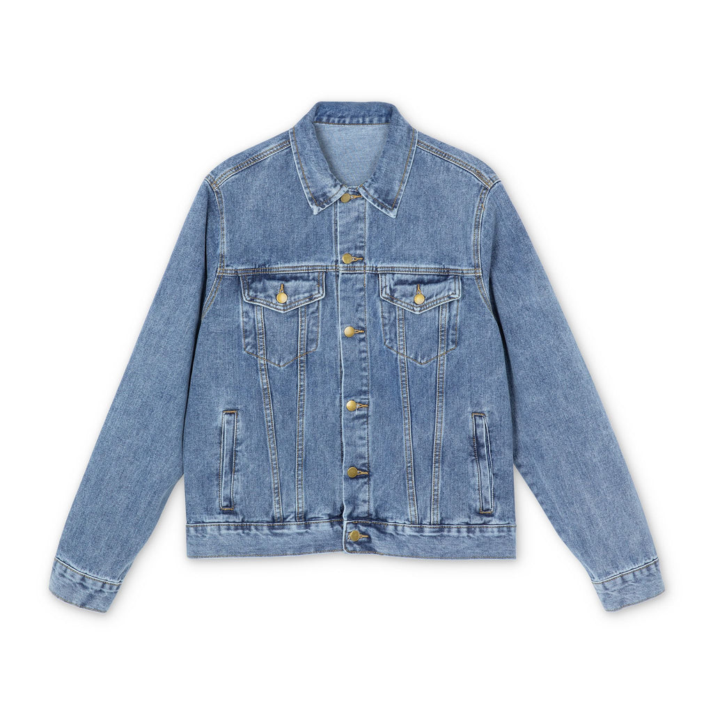 Denim Jacket — Minimal Black Cross Back Graphic
