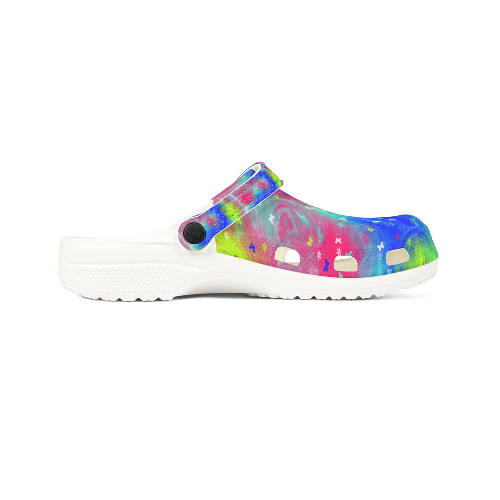 Color Splash EVA Foam Clogs — Tie-Dye Neon Garden Slip-On Shoes