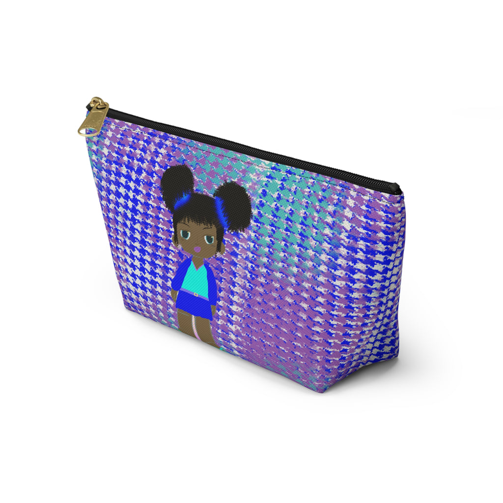 Holographic Purple Mermaid Accessory Pouch with Cute Girl Graphic