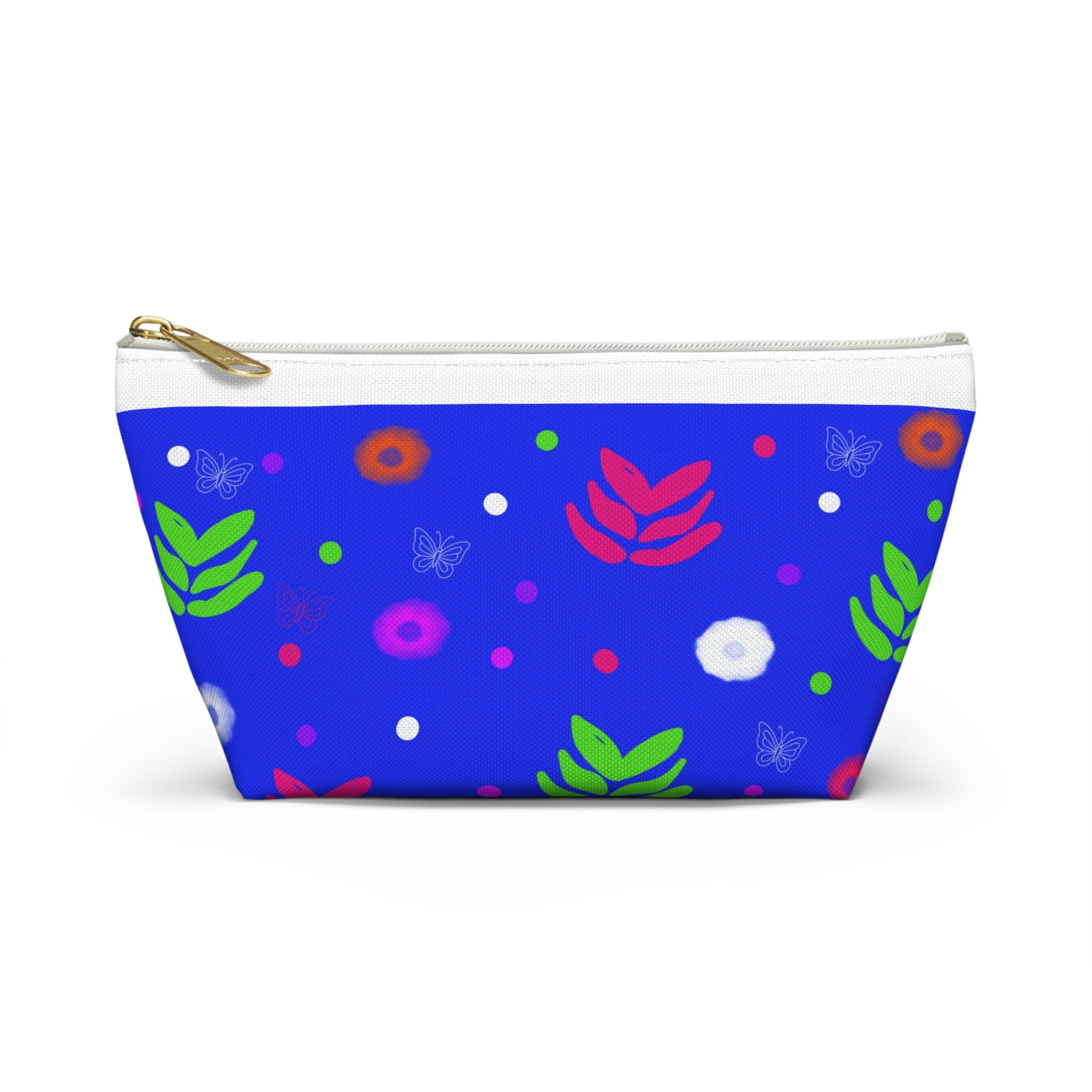 Blue Floral Accessory Pouch — Bright Botanical Makeup Bag