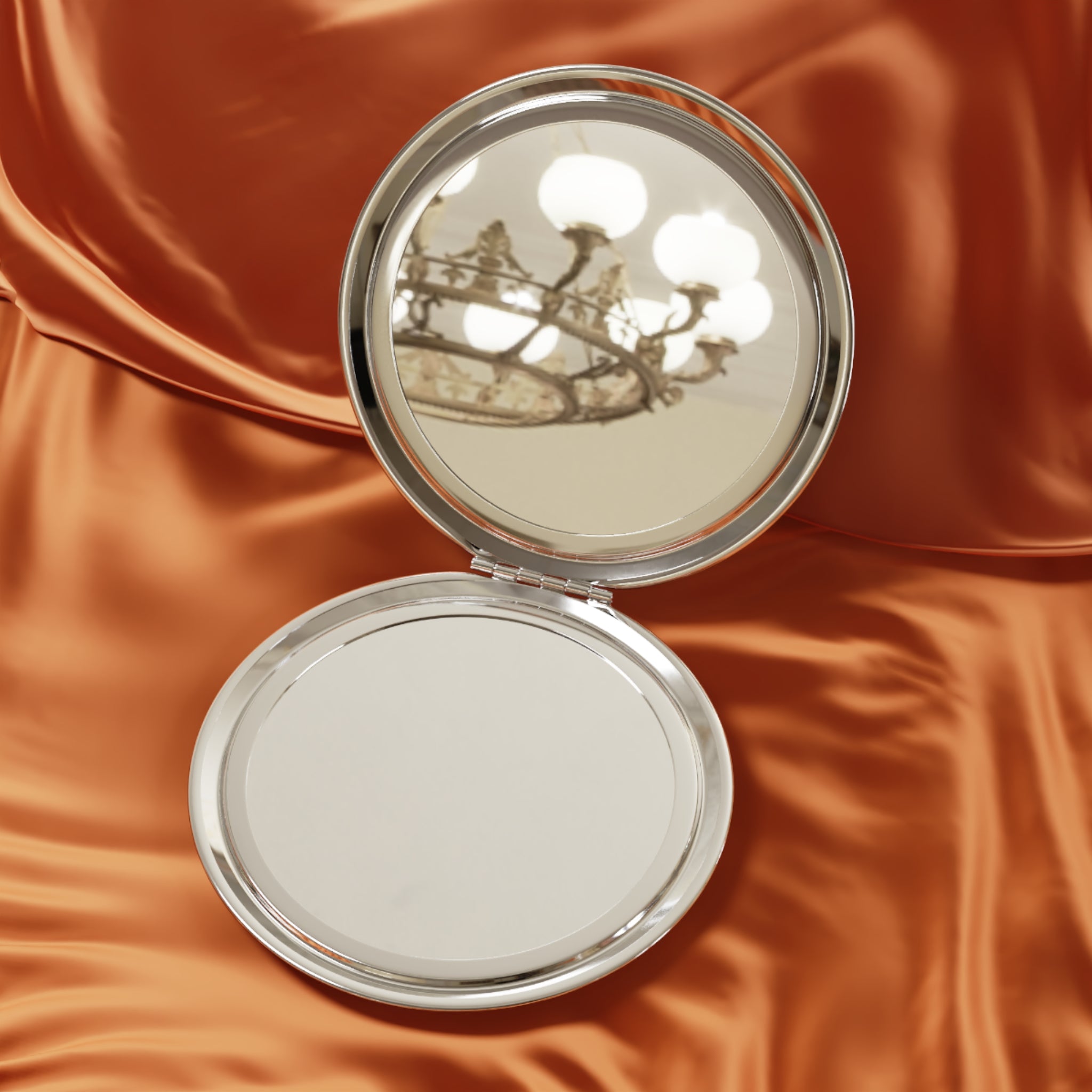 Compact Travel Mirror — Iridescent Blue-Purple Wave Pattern