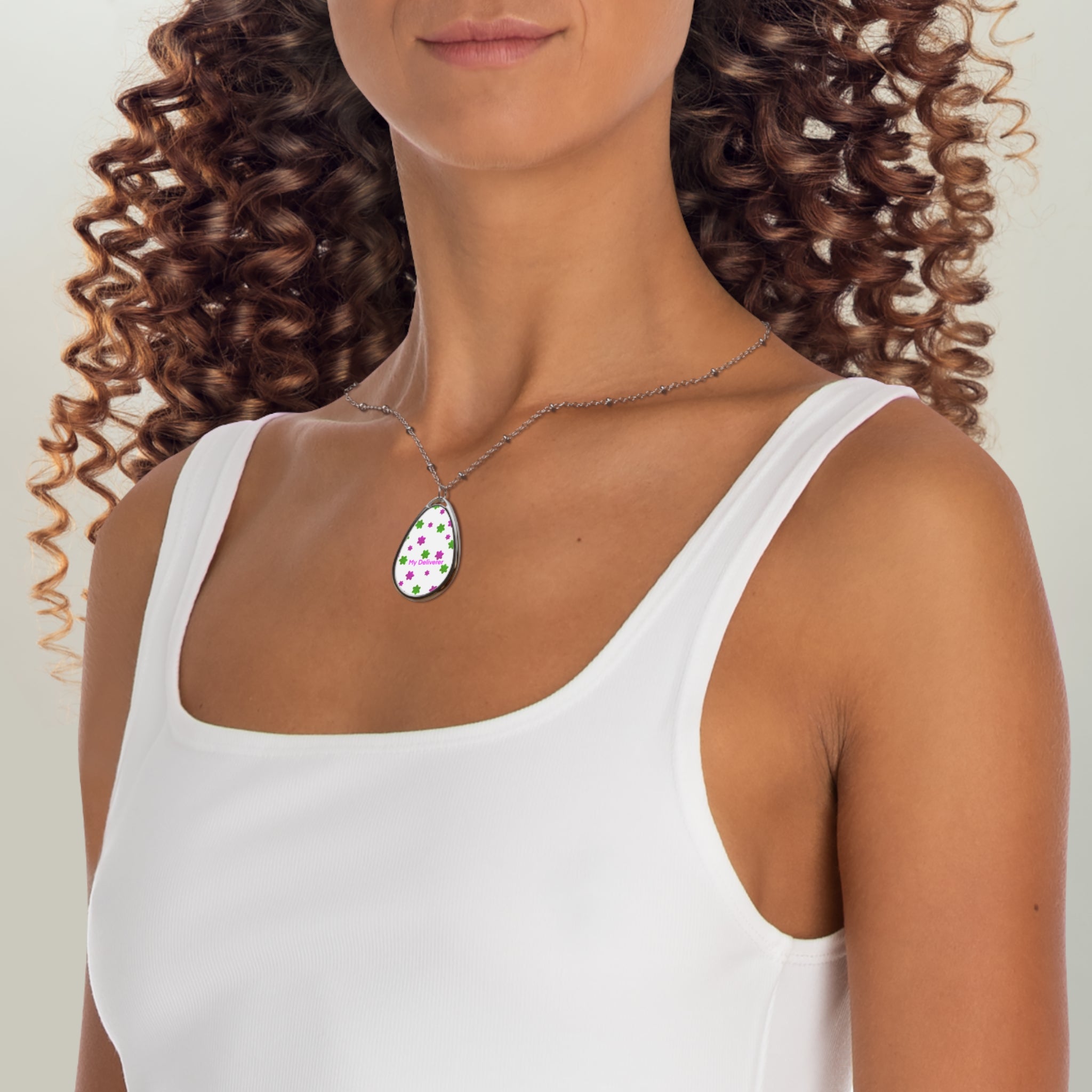 My Deliverer Oval Necklace — Floral Pendant Necklace for Caregivers & Healthcare Workers