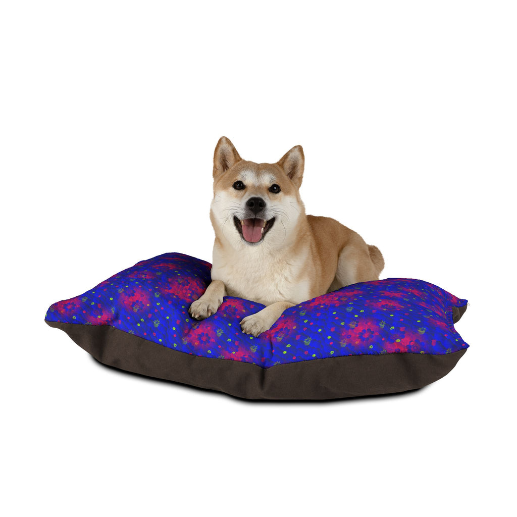 Cosmic Paws Plush Pet Bed — Soft Blue & Pink Starburst Pattern