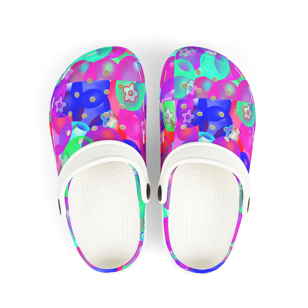 Kids Floral Bubble Clogs — Colorful Pink & Purple EVA Foam Slip-Ons