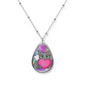 Cute Cat Heart Oval Necklace — Kawaii Cat Pendant Jewelry for Cat Lovers