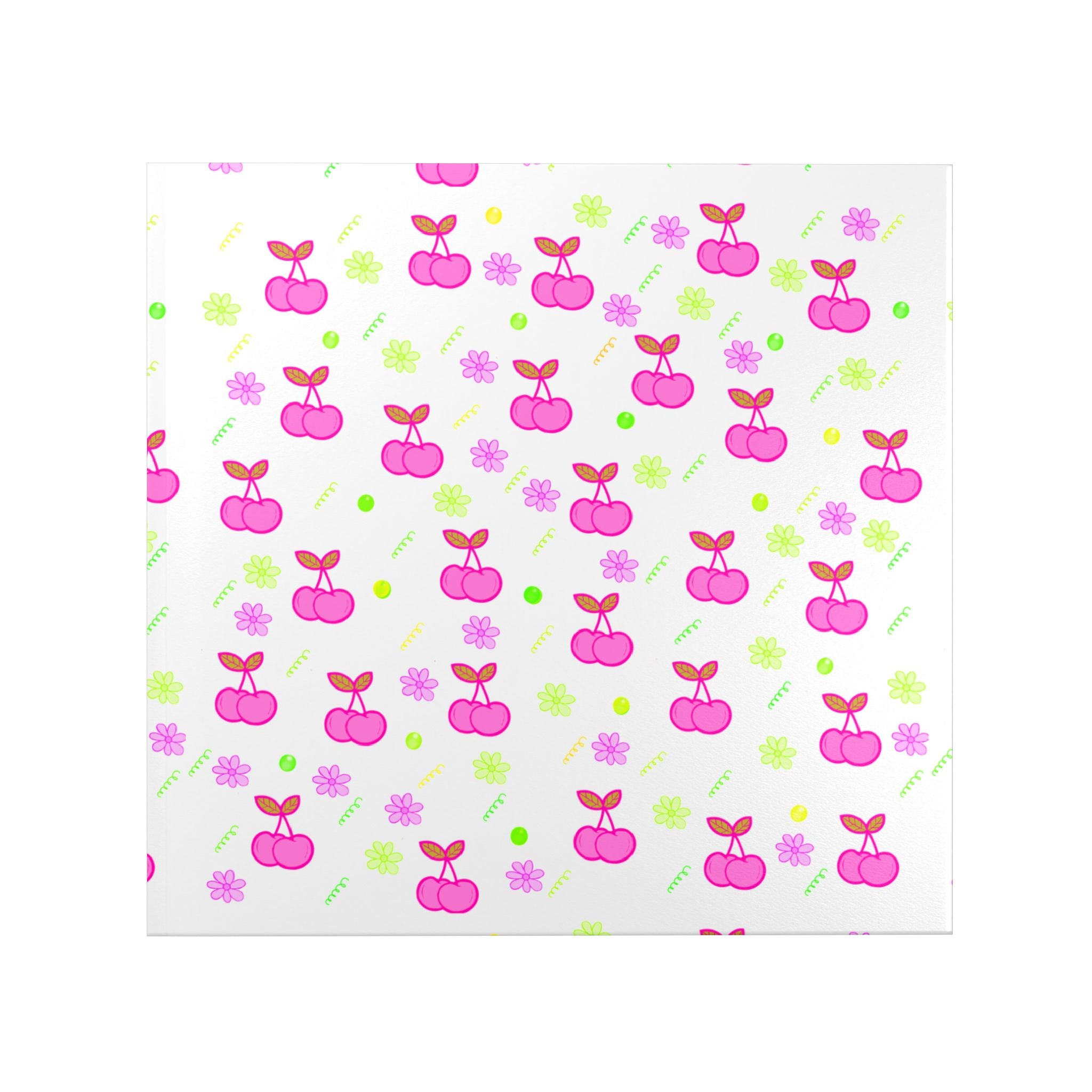 Pink Cherry Pattern Hardcover Photo Book — Cute Floral Keepsake Album