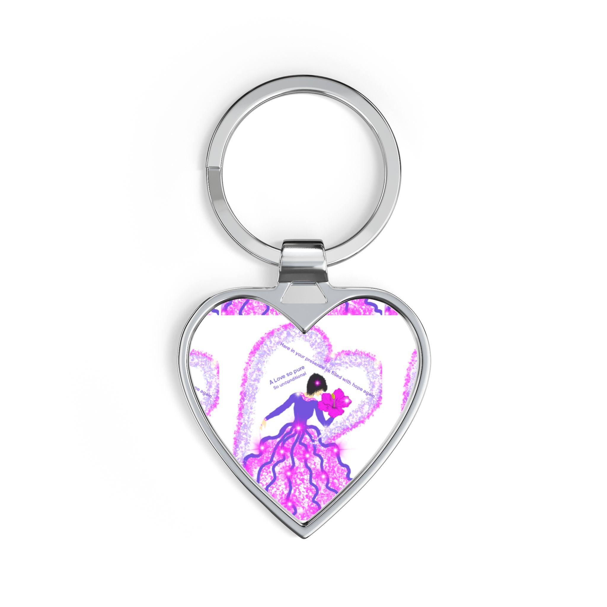 Heart Keychain — Cute Pink Mermaid Heart Keyring, Gift for Girls & Kids