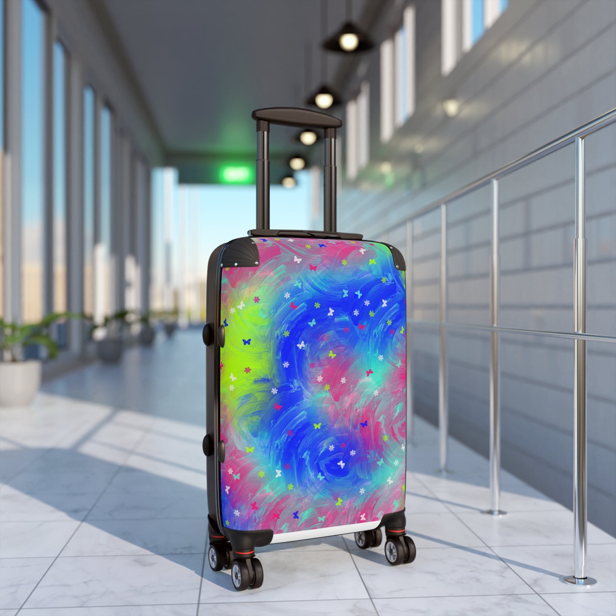 Galaxy Swirl Suitcase — Colorful Butterfly Travel Luggage
