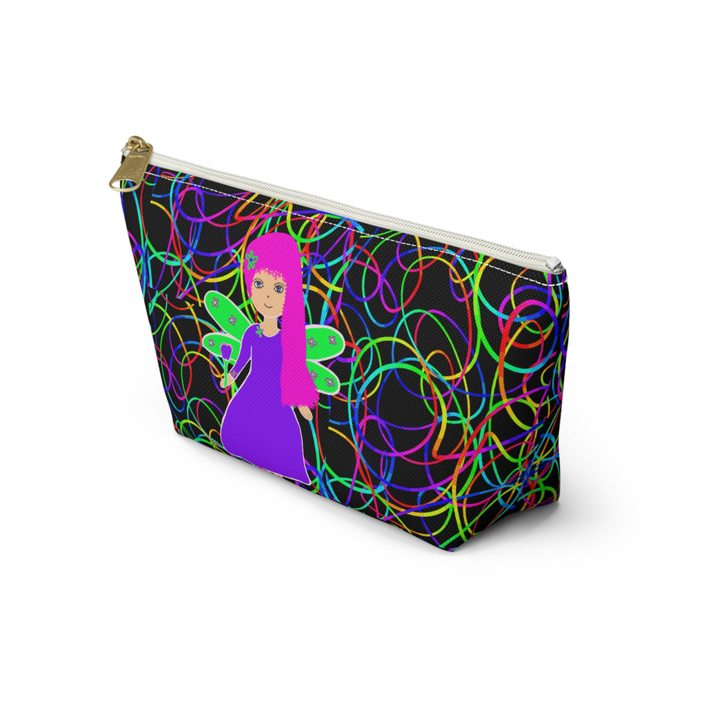 Fairy Neon Accessory Pouch — Colorful Circle Pattern T-Bottom Makeup Bag