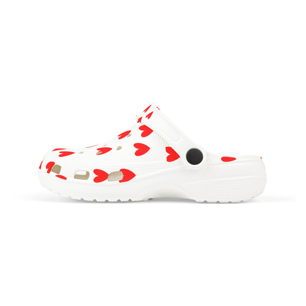 Kids Heart Print Foam Clogs – Cute Red Heart EVA Slip-On Shoes