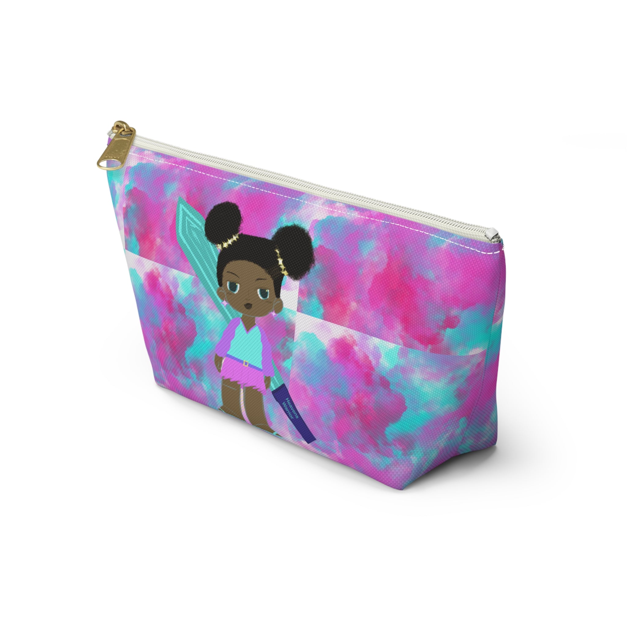 Mermaid Girl Accessory Pouch — Pink Teal T‑Bottom Cosmetic Bag