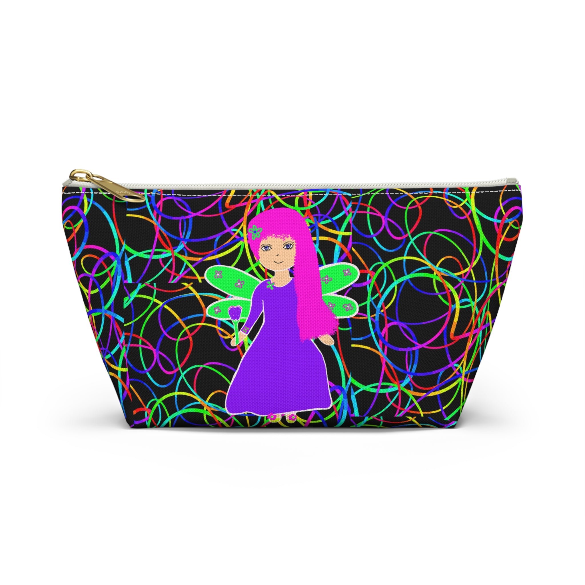 Fairy Neon Accessory Pouch — Colorful Circle Pattern T-Bottom Makeup Bag